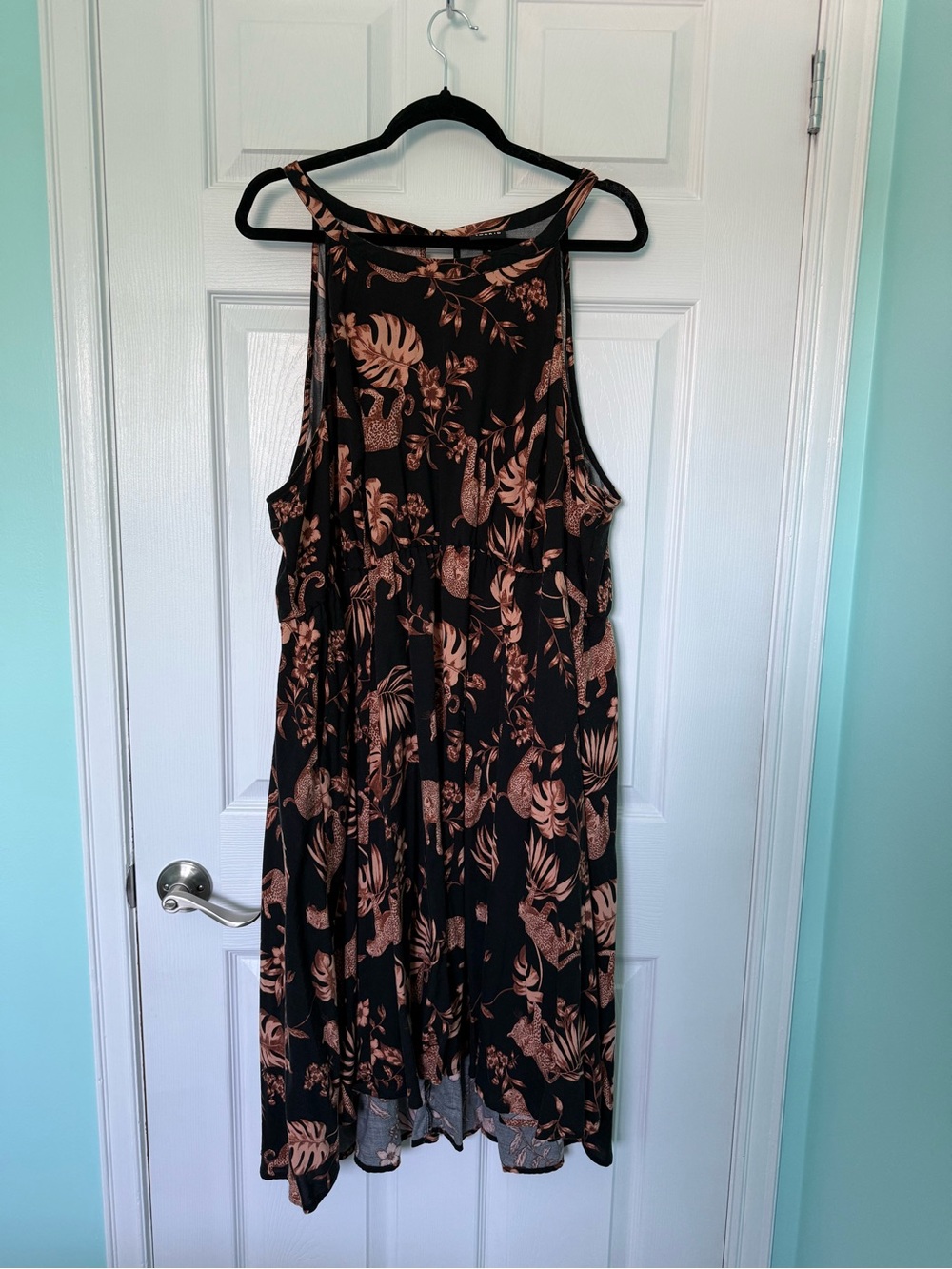Torrid Black Midi Dress with Copper Floral/Animal Print - Torrid Size 4 (26)